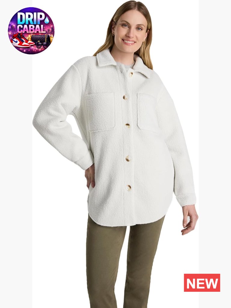 Women's Fleece Shacket, Button Down Jacket, Lightweight Outerwear